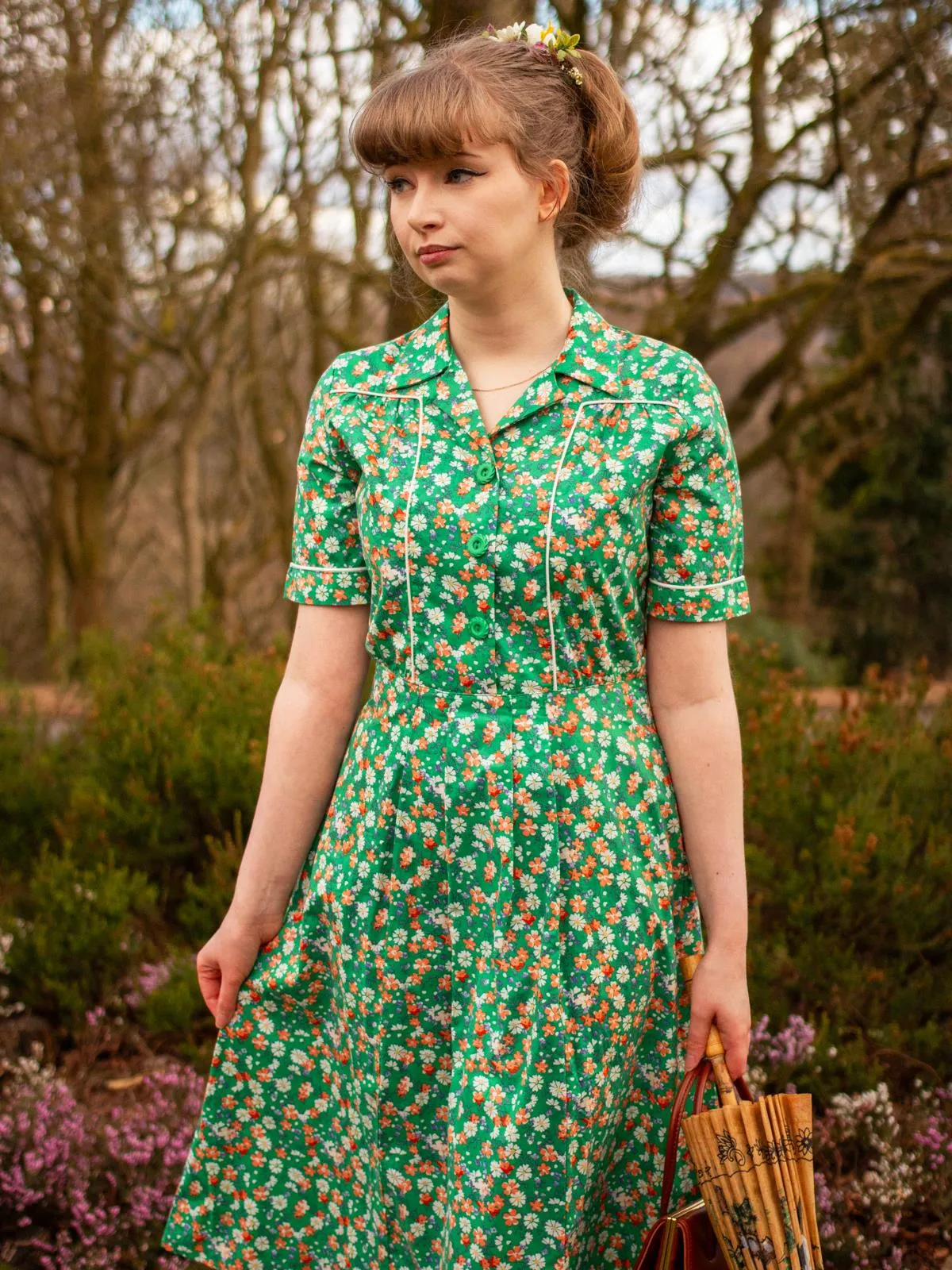 1940s Vintage Harmony Shirtwaist Dress in Daybreak