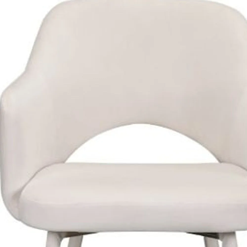 22 Cream Velvet And Gold Solid Color Parsons Chair