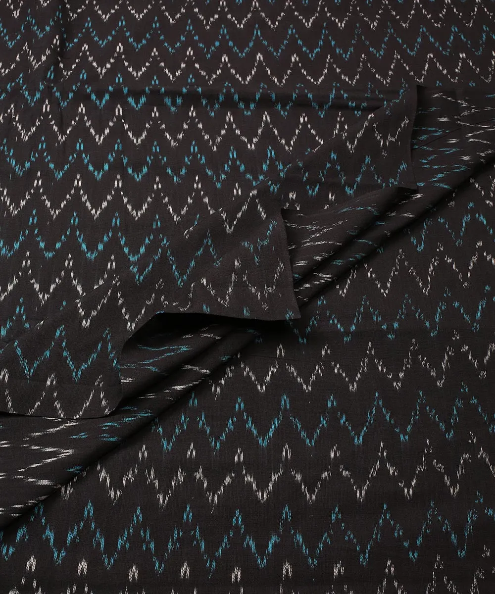 2.5 m Black blue cotton handloom pochampally ikat fabric