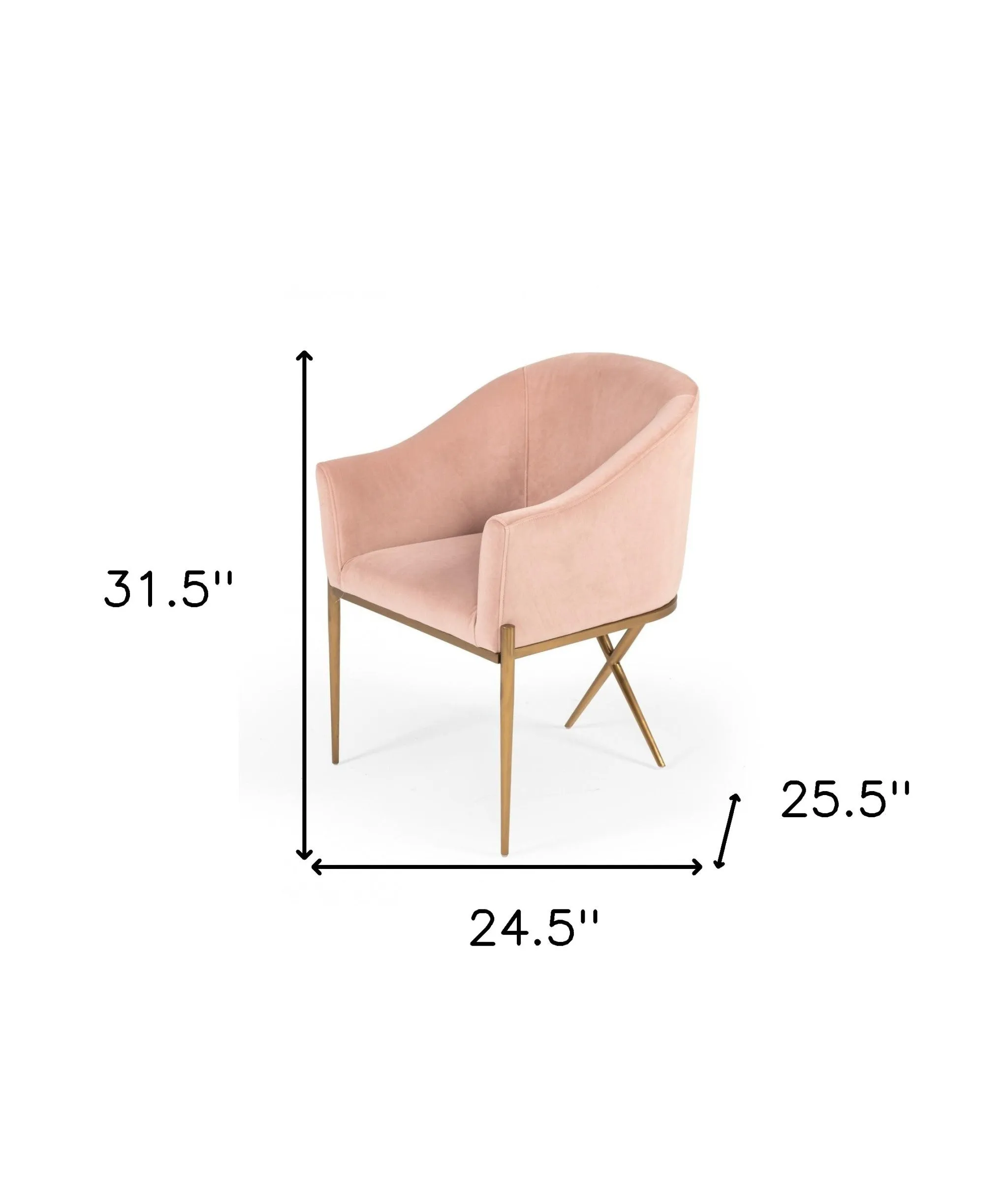 25 Pink Velvet And Gold Solid Color Arm Chair