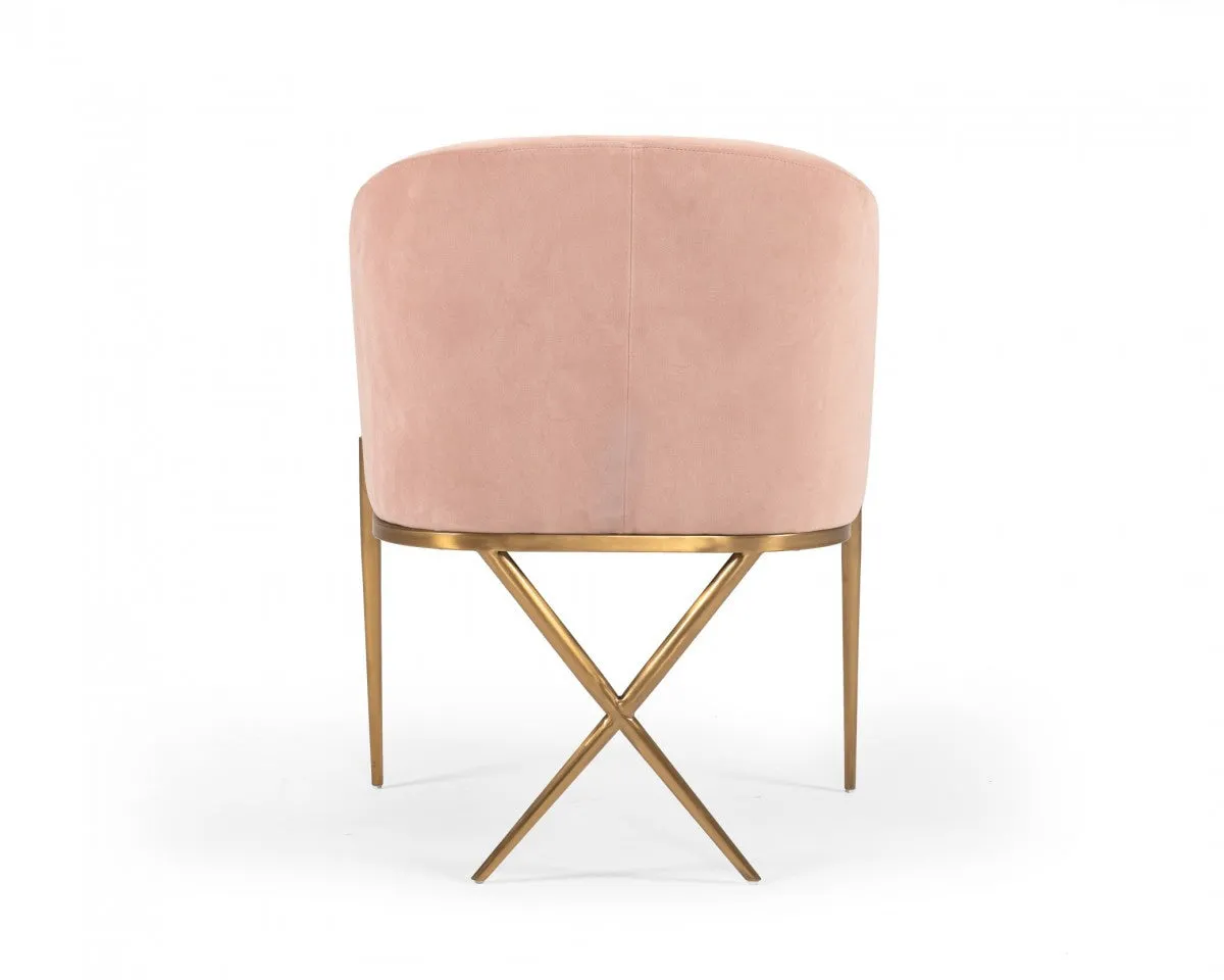 25 Pink Velvet And Gold Solid Color Arm Chair