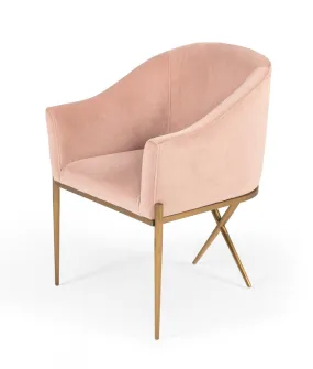 25 Pink Velvet And Gold Solid Color Arm Chair