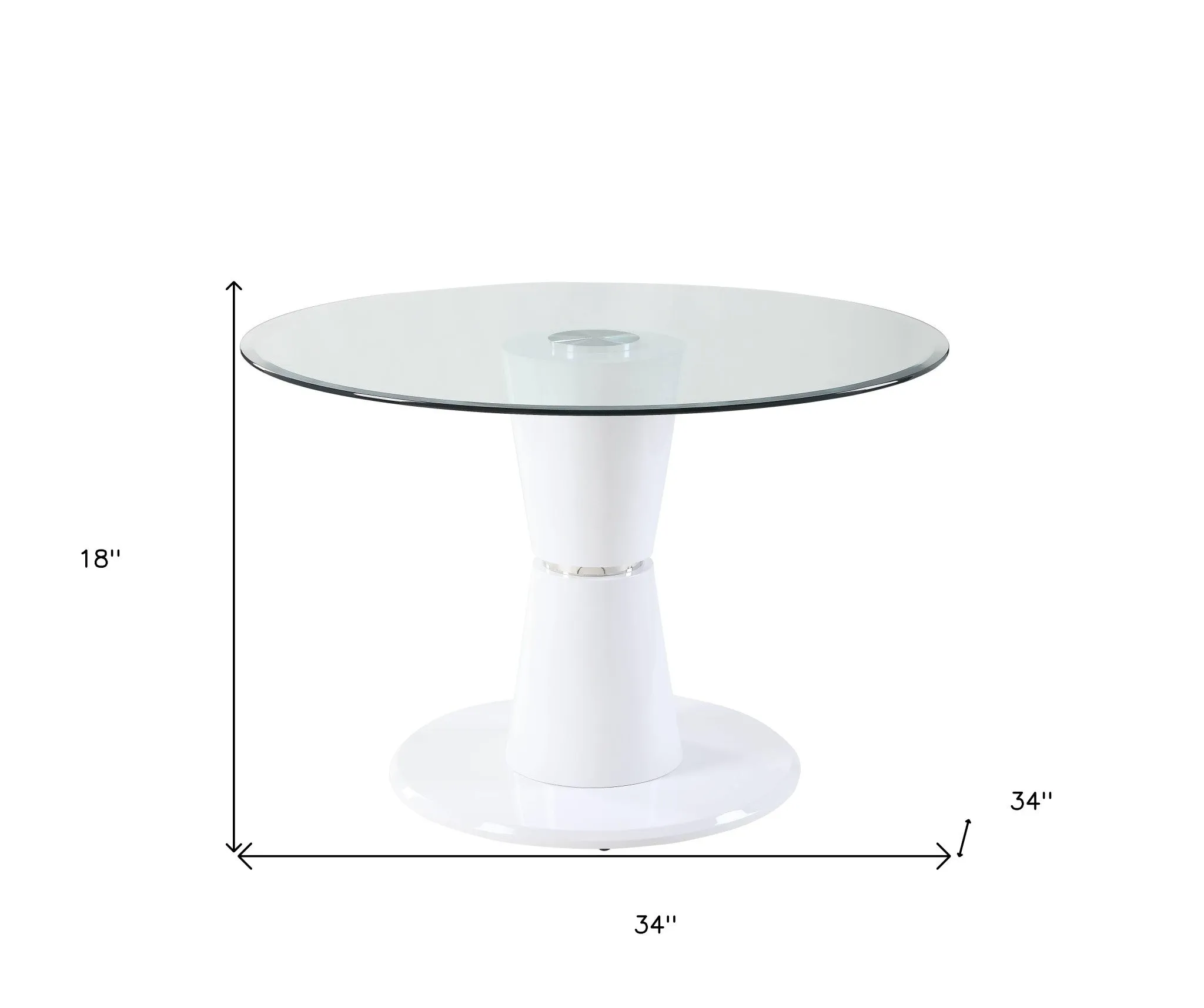 34 Clear And White Glass Round Coffee Table