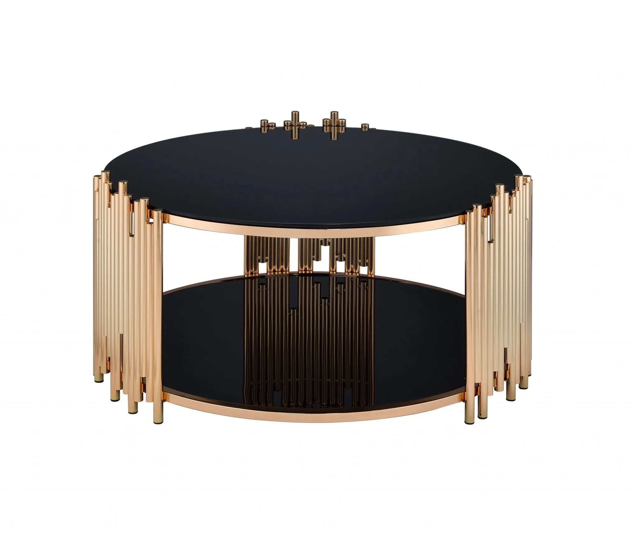 37 X 37 X 18 Black Glass And Gold Coffee Table