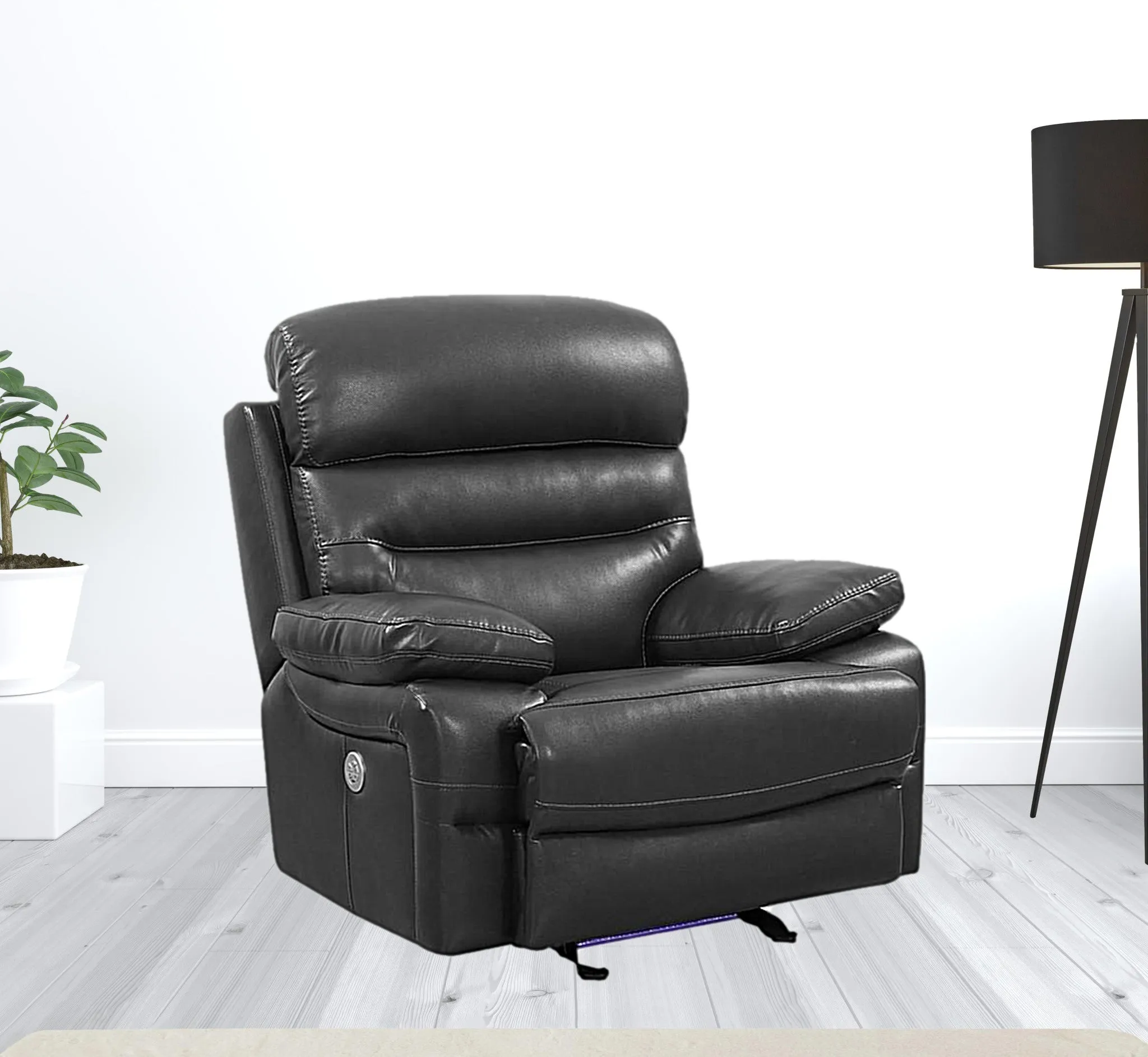 43 Grey Faux Leather Power Recliner Chair