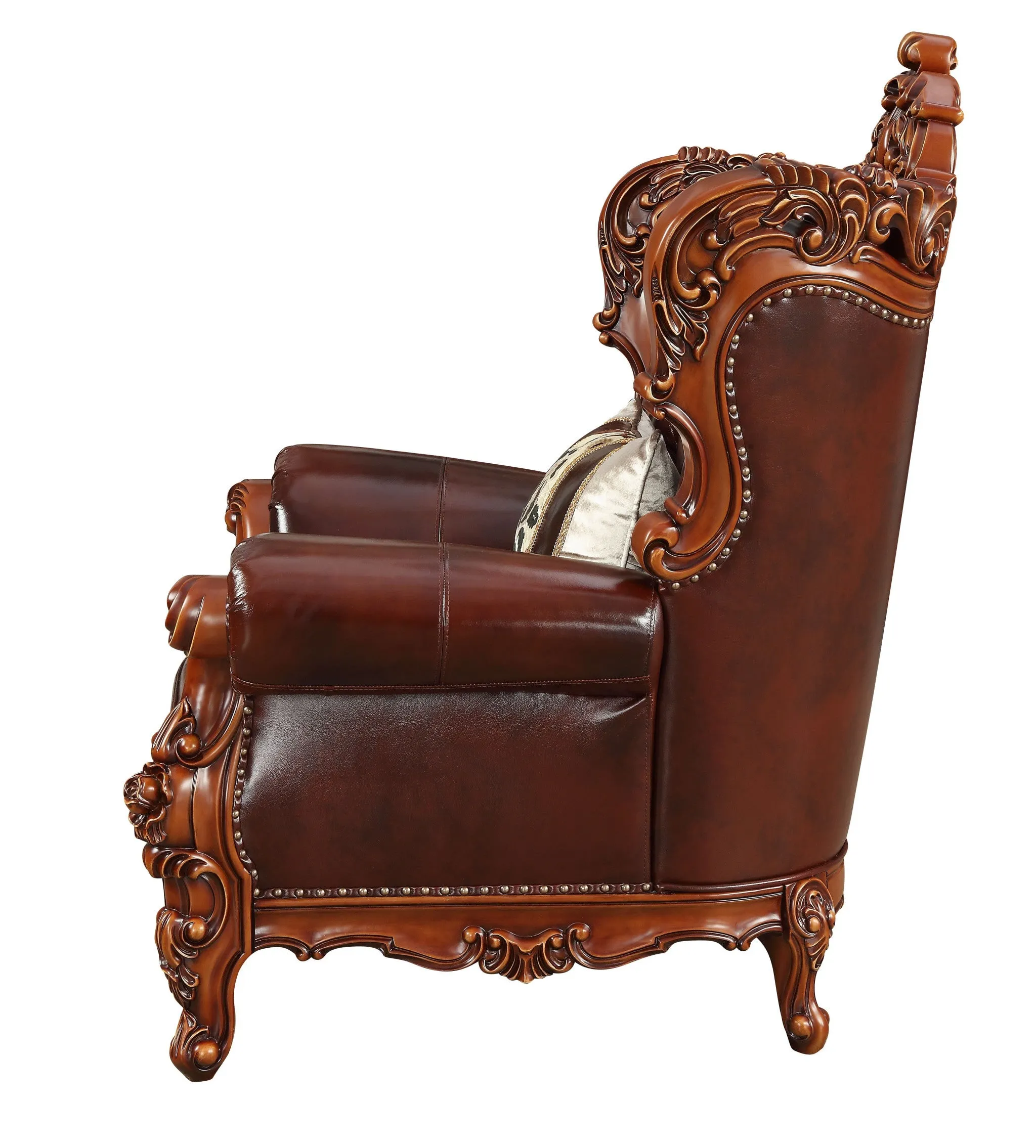 46 Dark Brown and Chocolate Faux Leather Tufted Wingback Chair