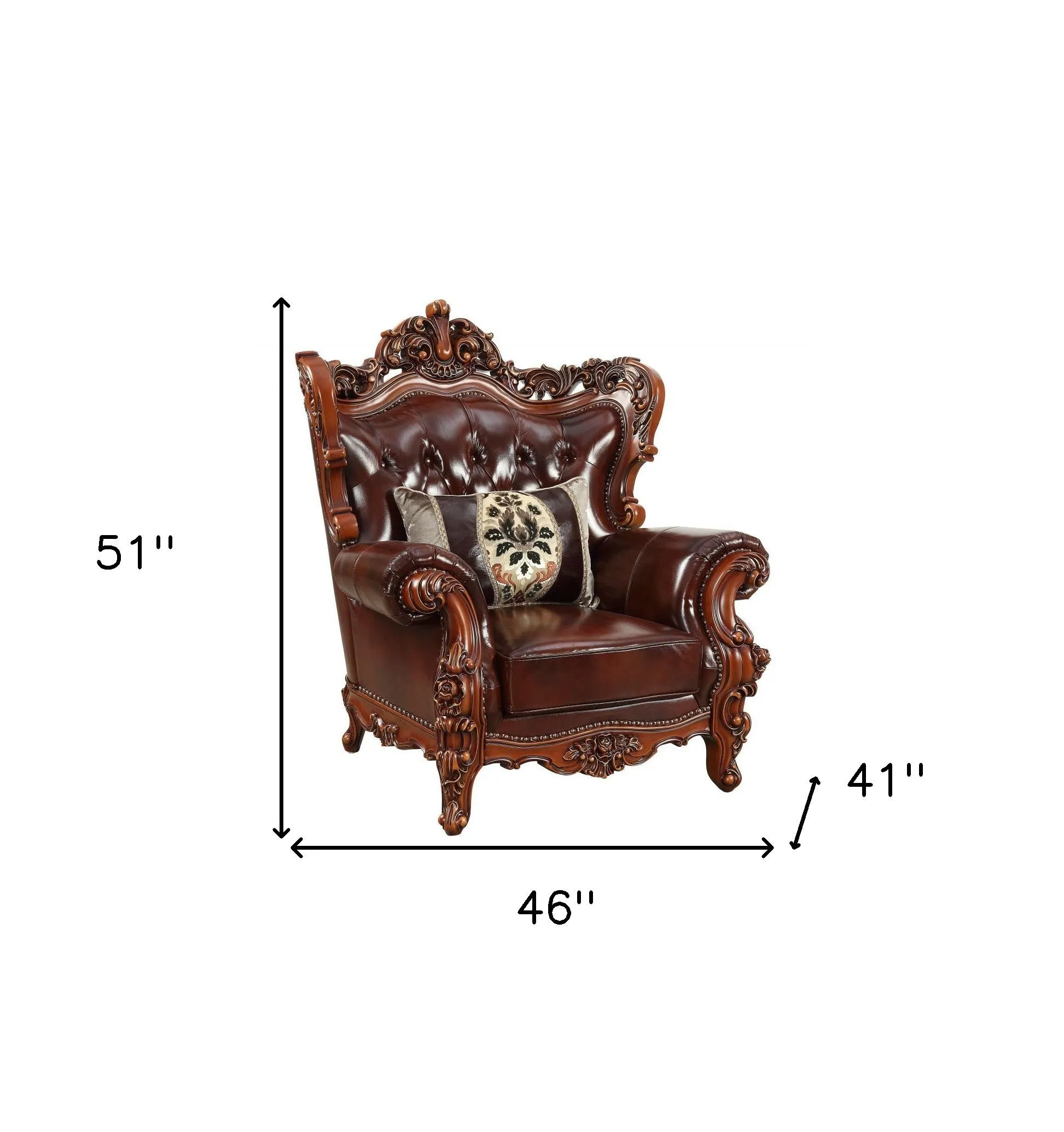 46 Dark Brown and Chocolate Faux Leather Tufted Wingback Chair