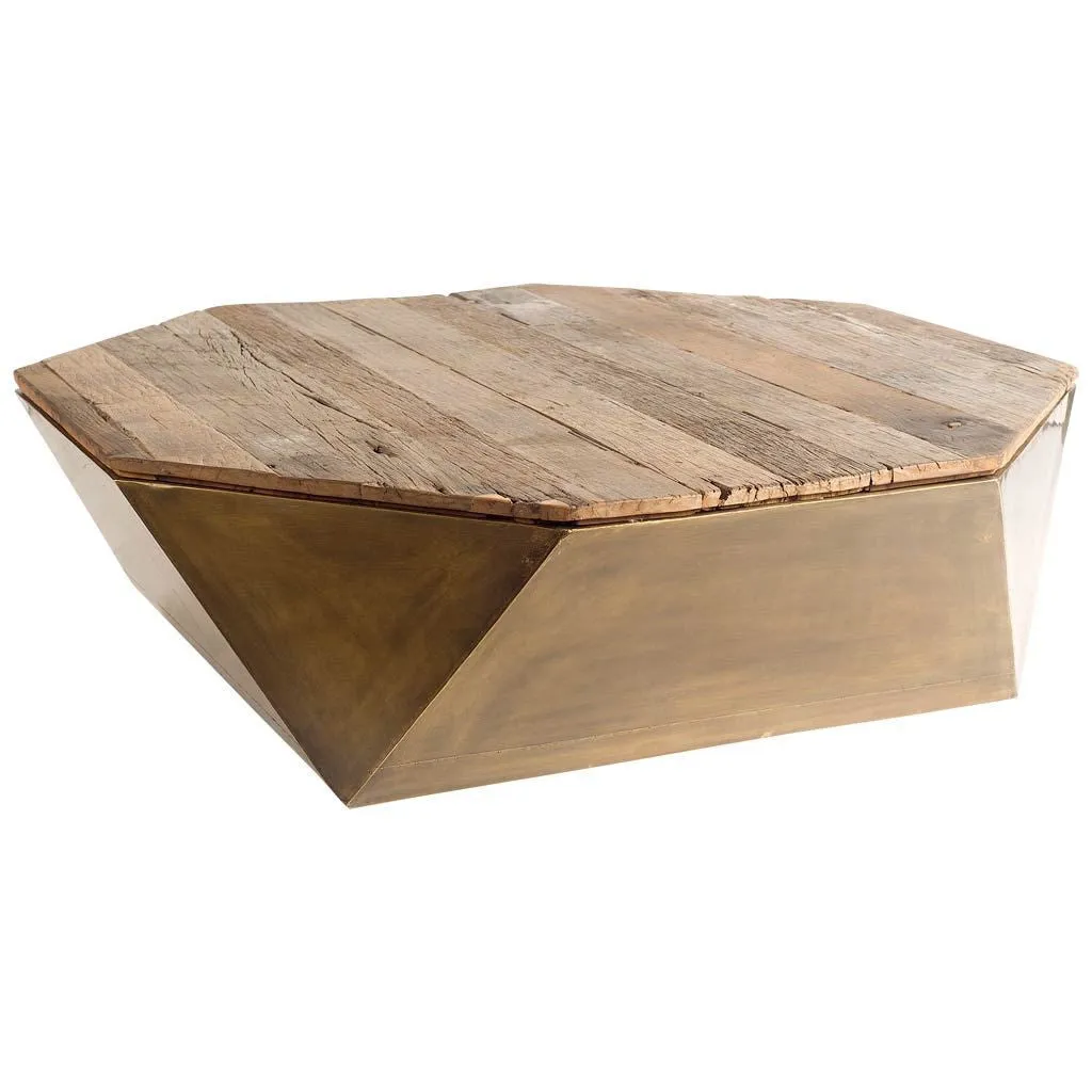 48 Natural Solid Wood Octagon Distressed Lift Top Coffee Table