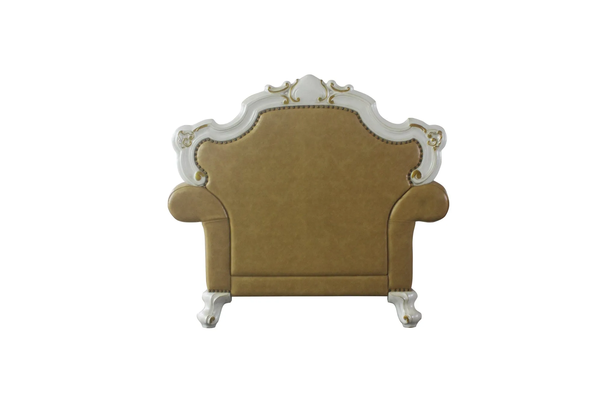 50 Beige and Pearl Faux Leather Tufted Arm Chair