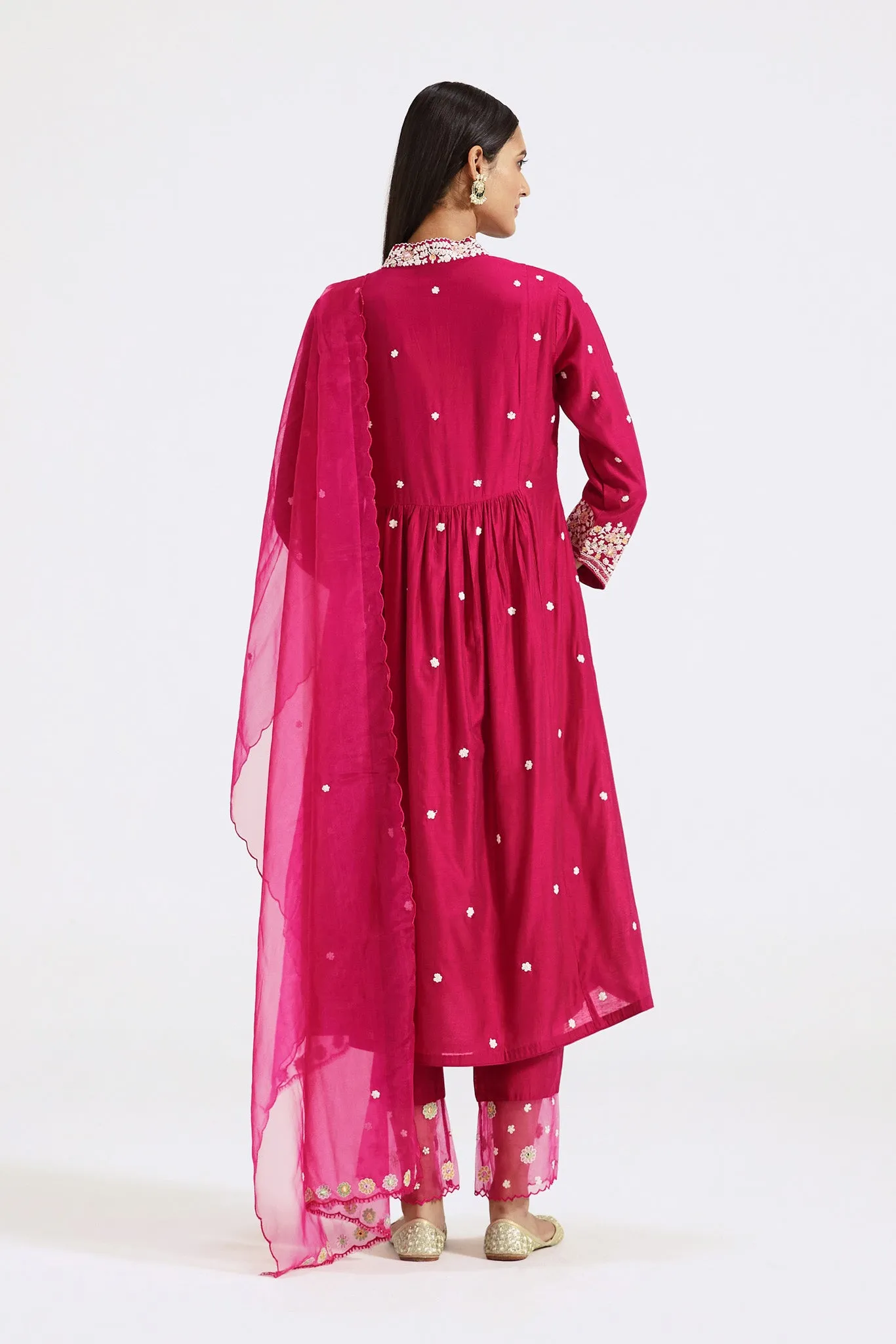 51Z008-RO Pink Embroidered Chanderi Sharara Suit with Dupatta