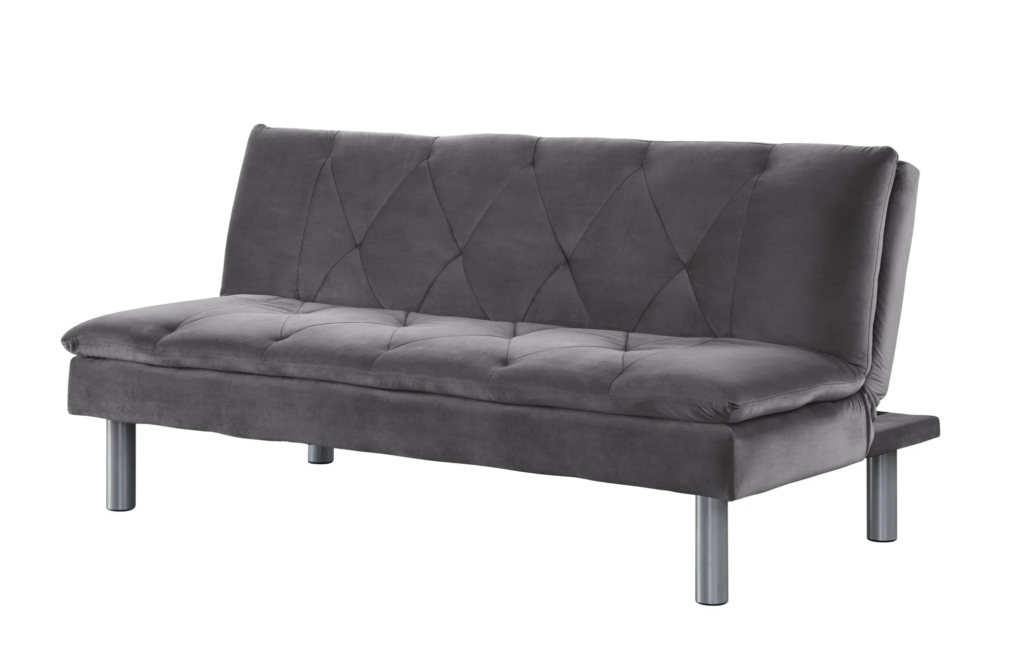 66 Gray Velvet And Silver Sleeper Sofa