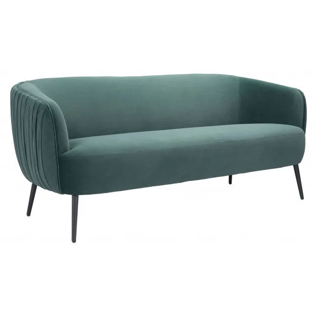 70 Green And Black Polyester Sofa