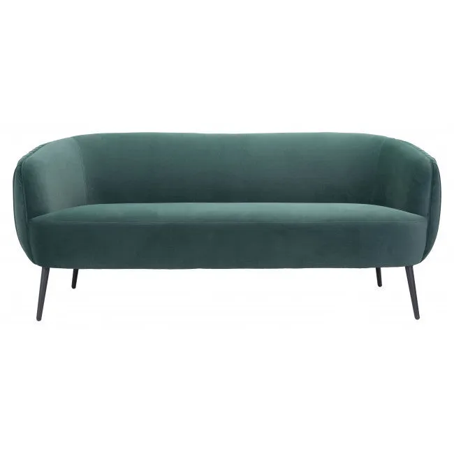 70 Green And Black Polyester Sofa