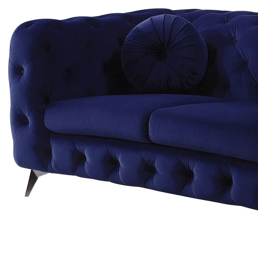 72 Blue And Silver Velvet Loveseat