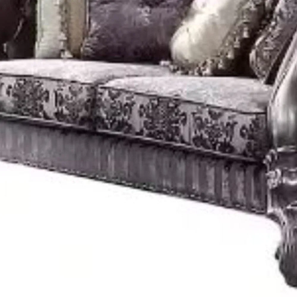 76 Purple And Platinum Velvet Loveseat and Toss Pillows