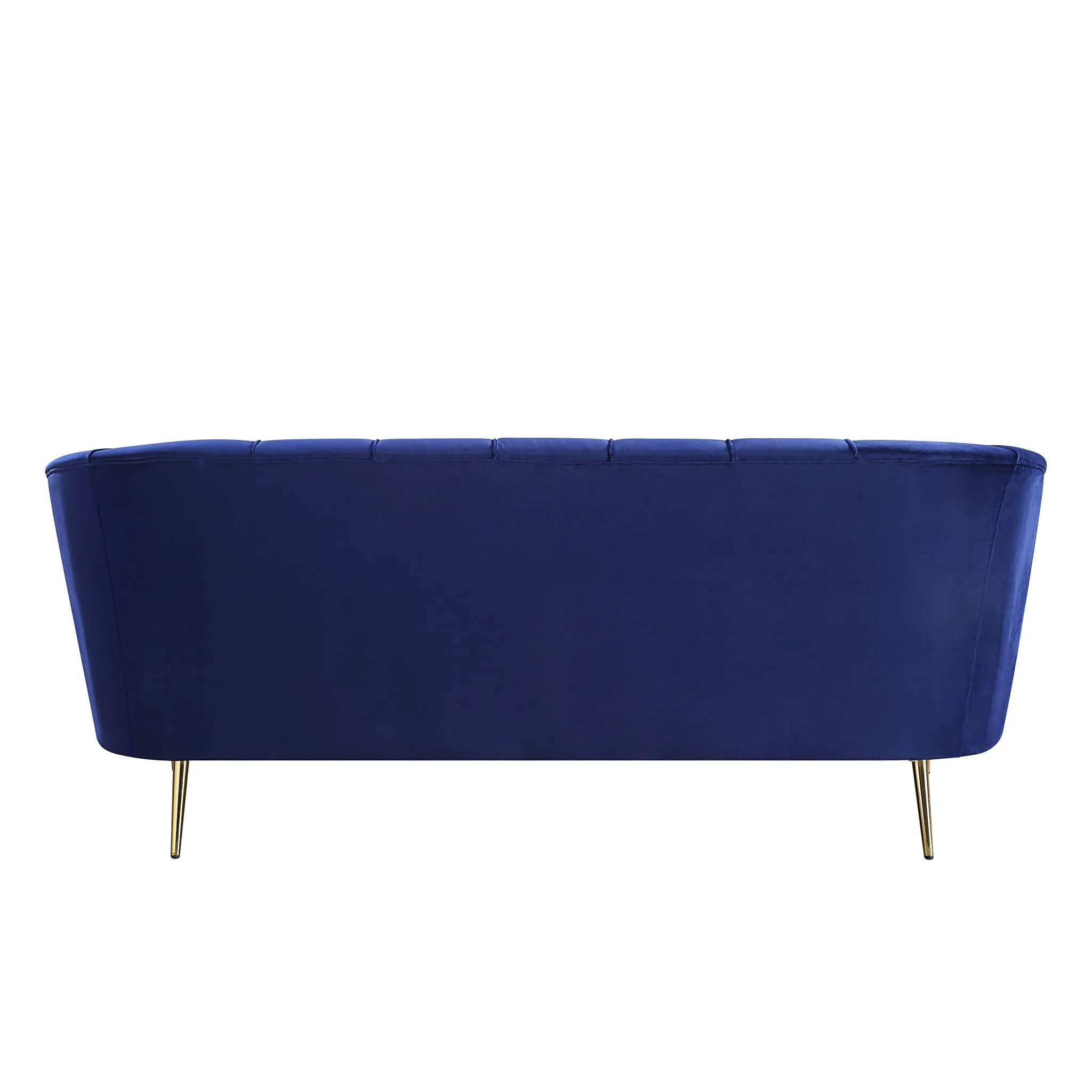 78 Blue Velvet And Gold Sofa