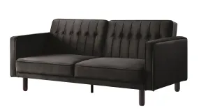 79 Brown Velvet And Black Sleeper Sofa