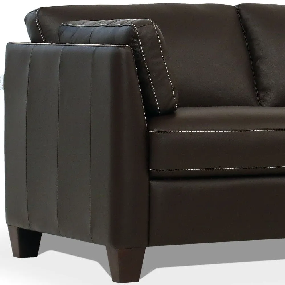 81 Chocolate Leather And Black Sofa