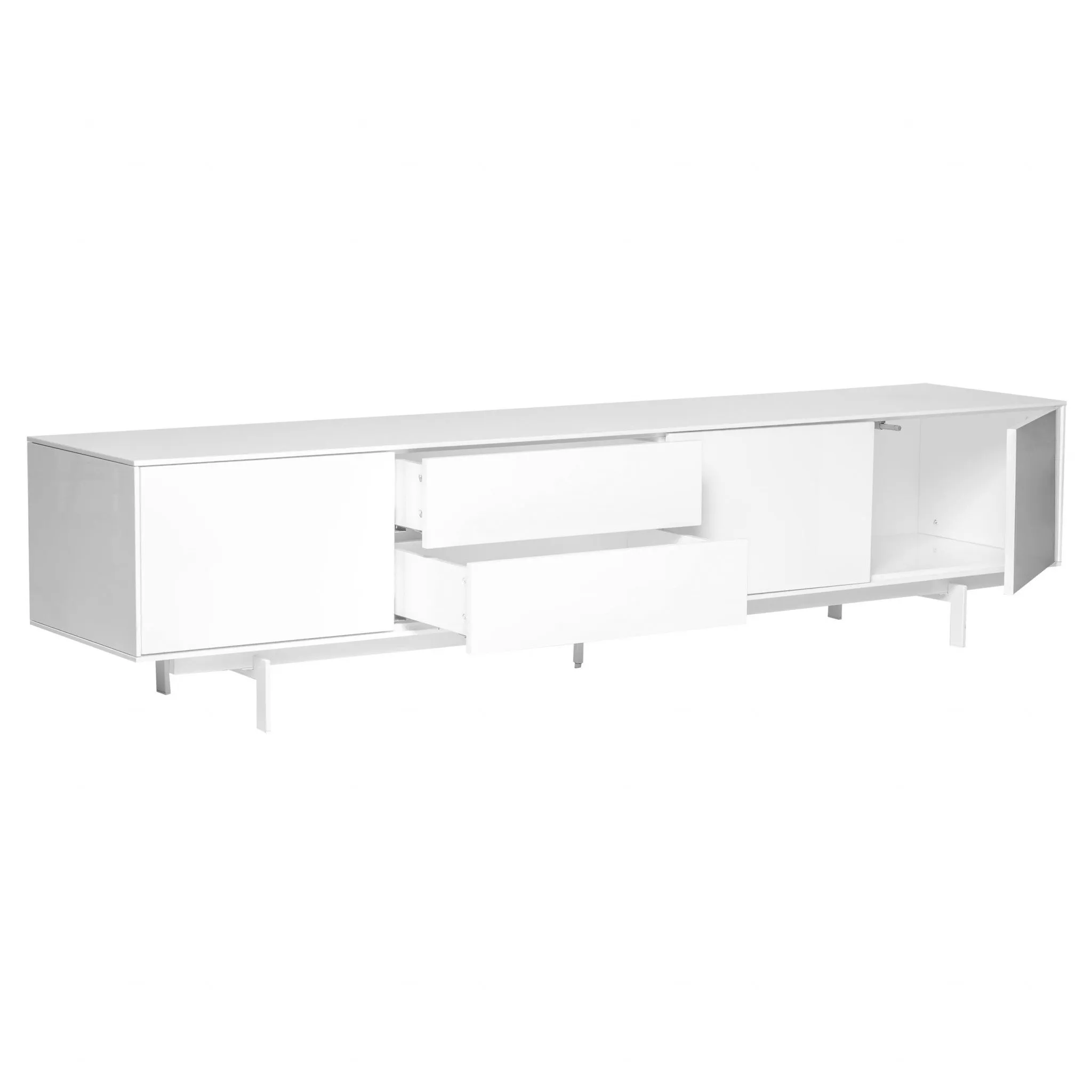 82 White Manufactured And Wood Cabinet Enclosed Storage TV Stand