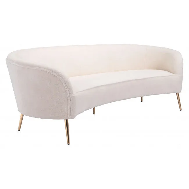 86 White And Gold Polyester Sofa