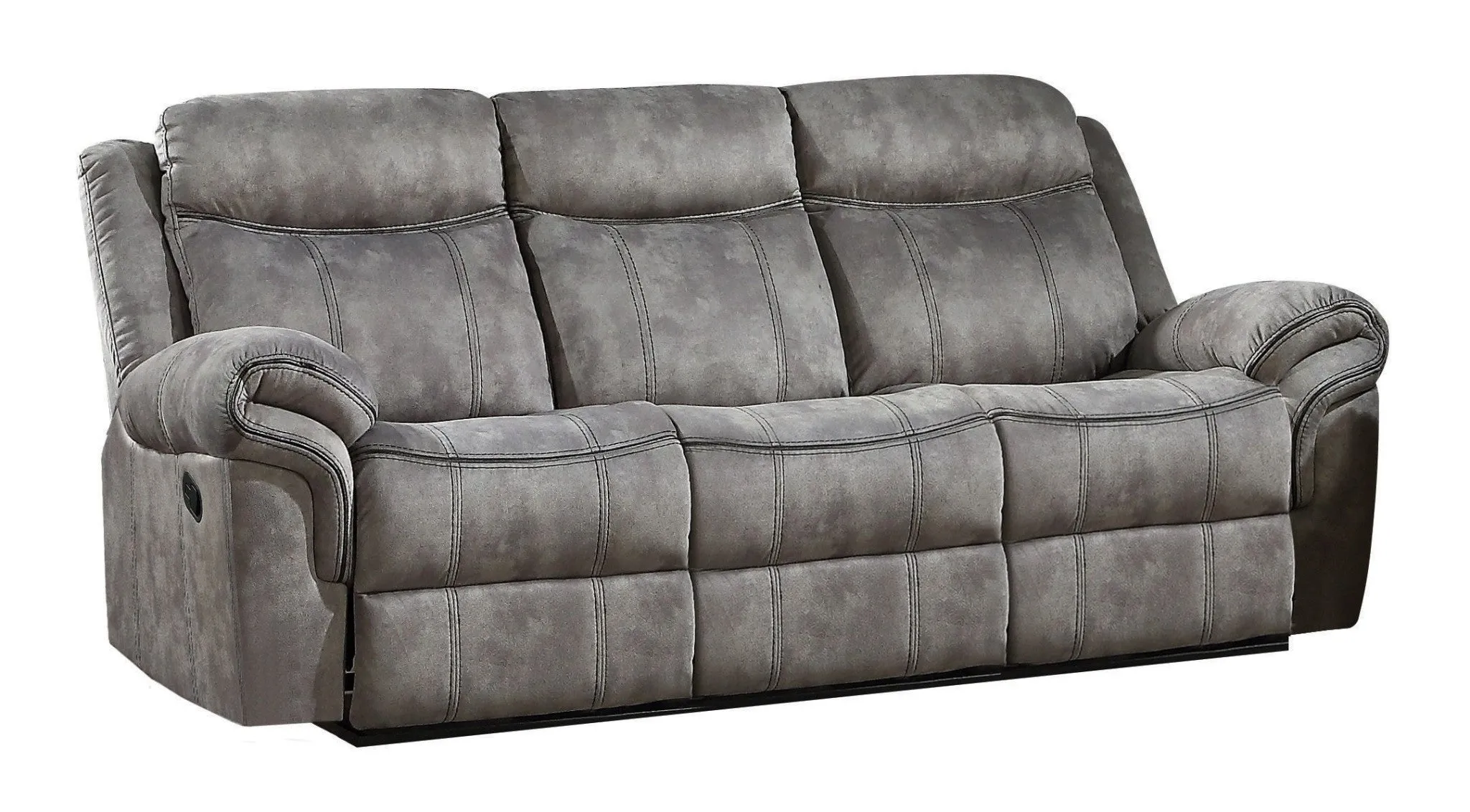 87 Gray And Black Velvet Reclining USB Sofa