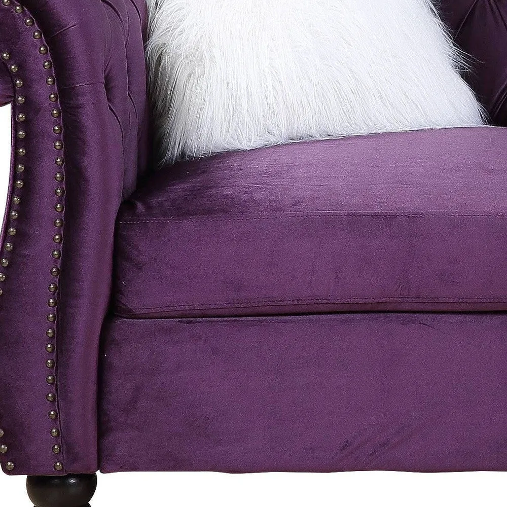 89 Purple Black Velvet Sofa