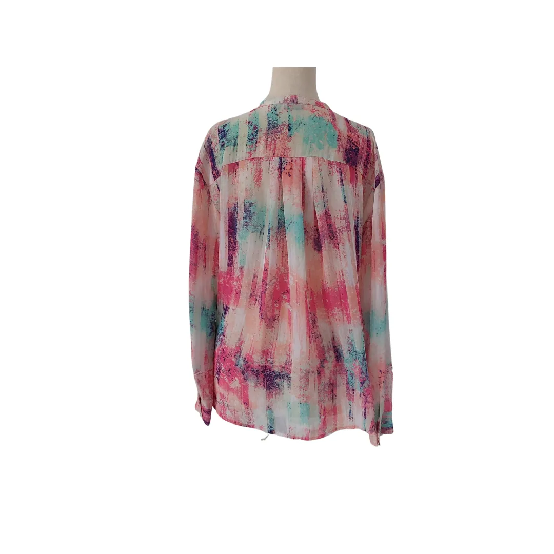 Ana Pink Multi-Coloured Sheer Blouse | Gently Used |