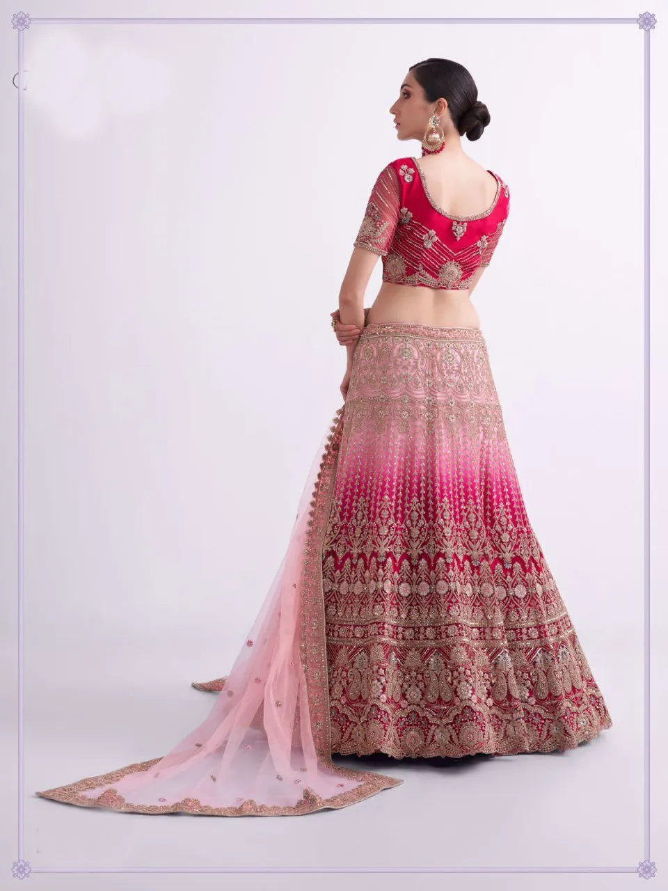 Beautiful Rani Heavy Embroidered Lehenga Set - Rent