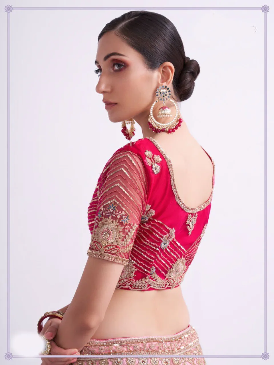 Beautiful Rani Heavy Embroidered Lehenga Set - Rent