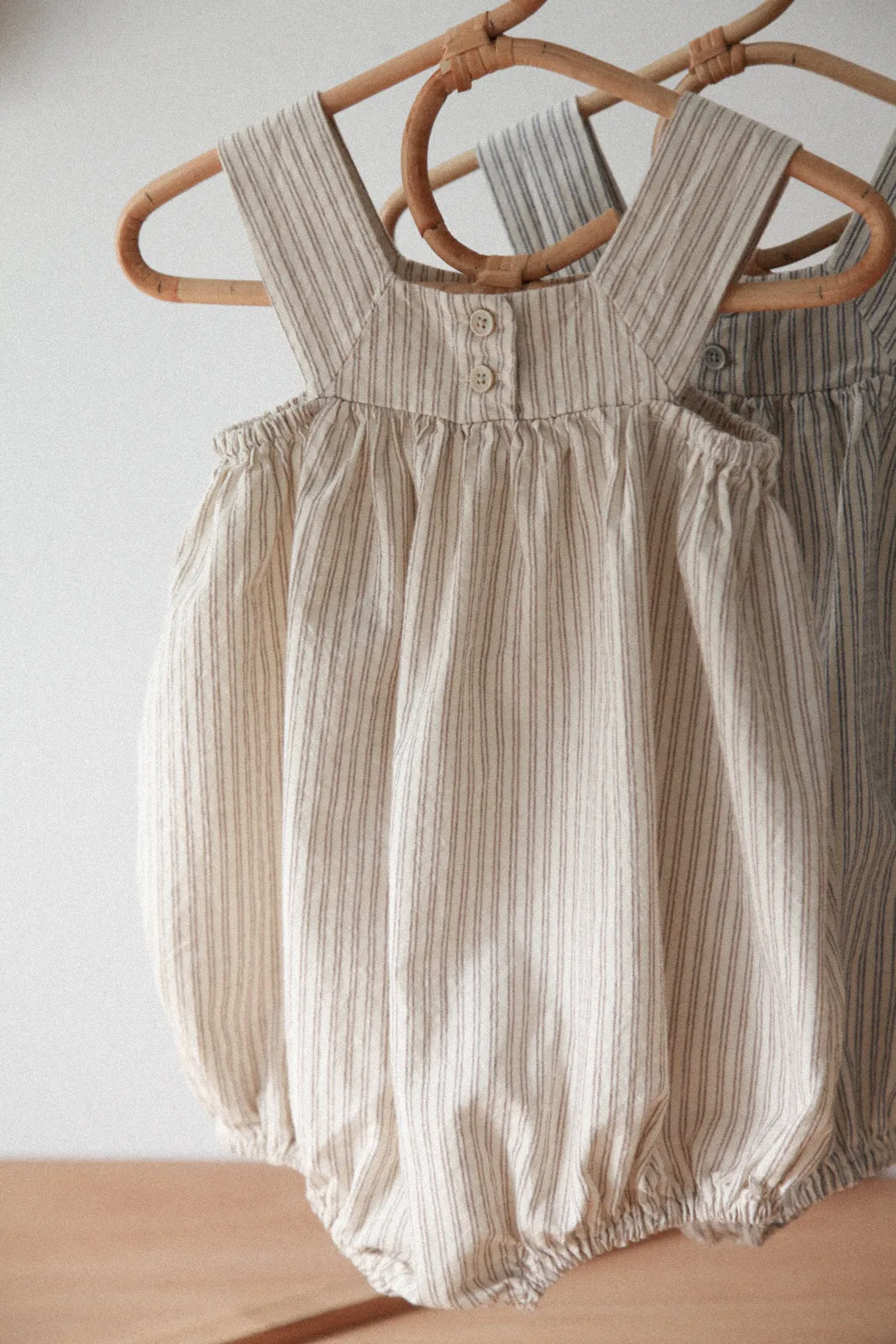 Beige Stripe Soft Cotton Romper