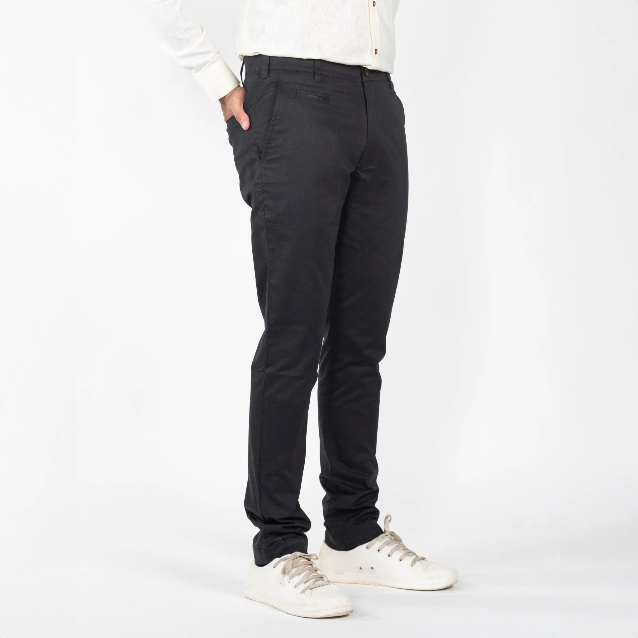 Black Color Cotton Trouser Pants for Men