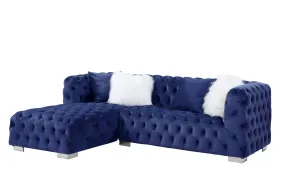 Blue Velvet L Shaped Two Piece Seating Component