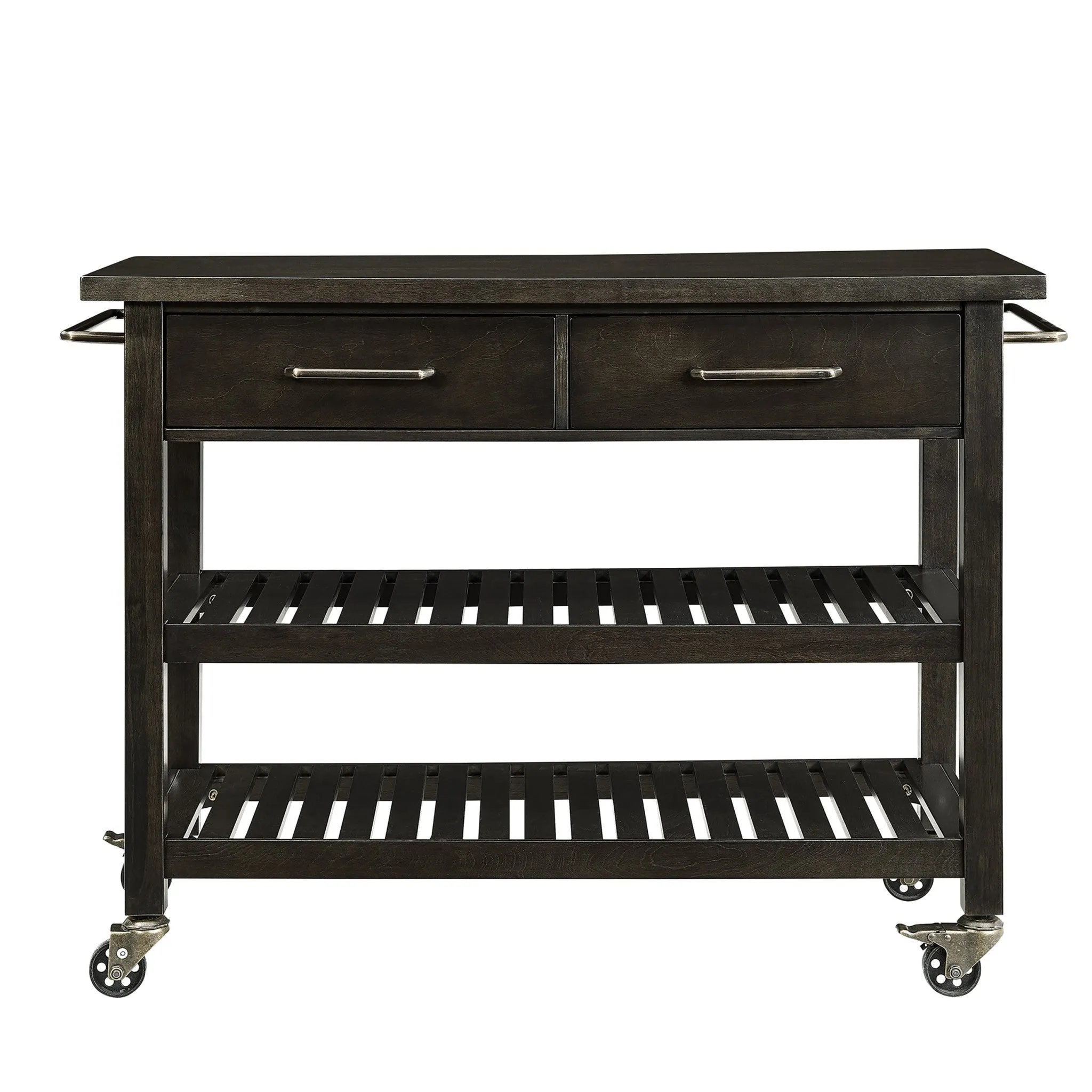 Brown 51 Rolling Kitchen Island With Storage