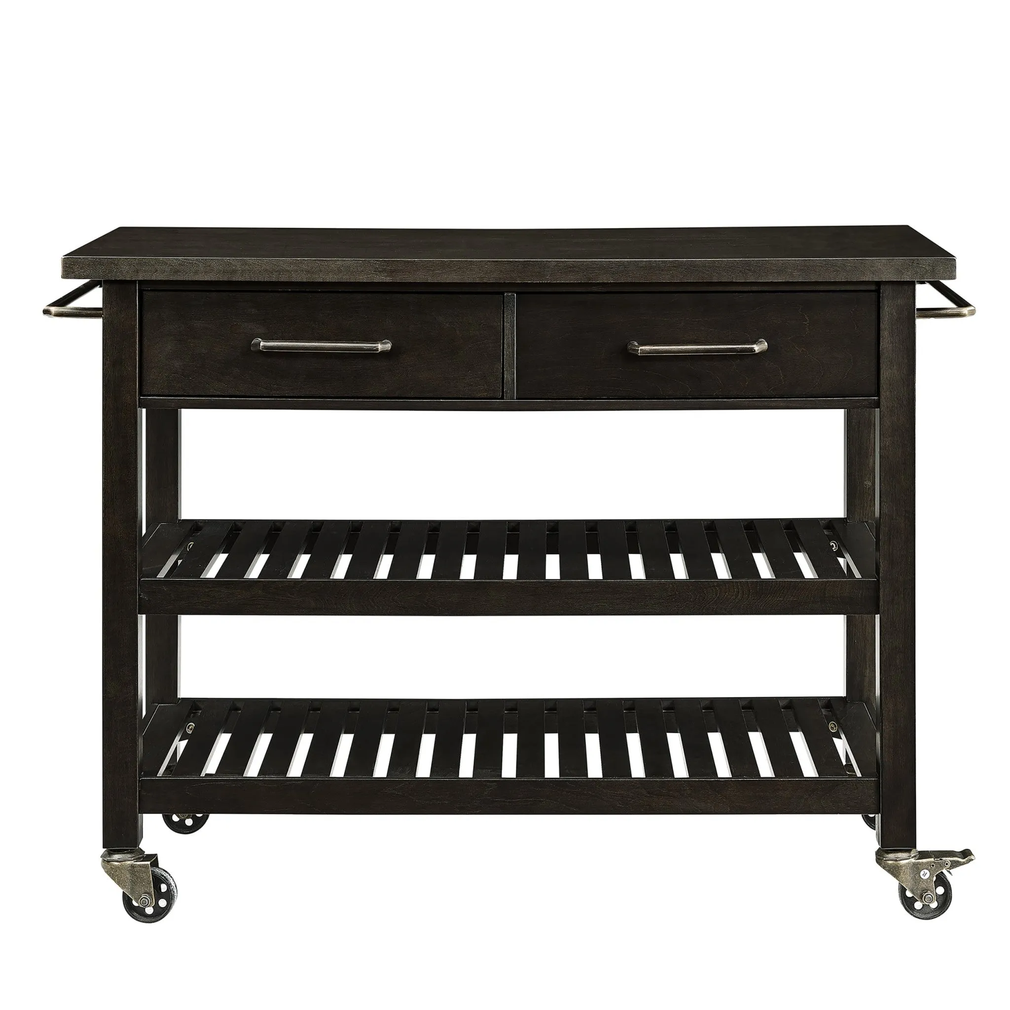 Brown 51 Rolling Kitchen Island With Storage