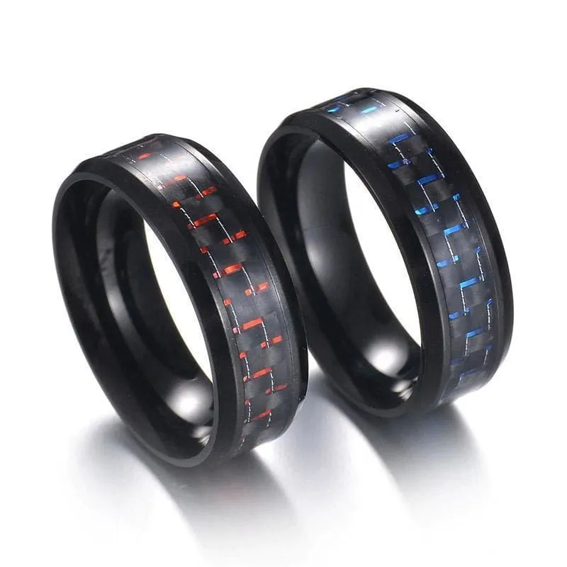 Carbon Fibre Dragon Scale Viking Wedding Rings