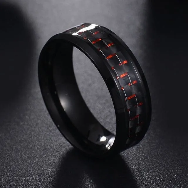 Carbon Fibre Dragon Scale Viking Wedding Rings