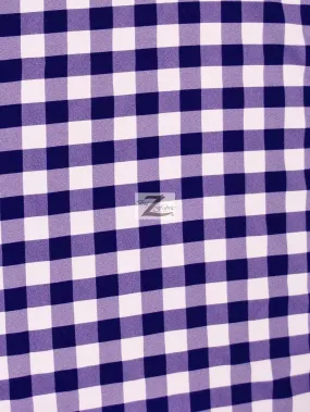 Checkered Gingham Poly Cotton Printed Fabric / Purple / Sold By The Yard