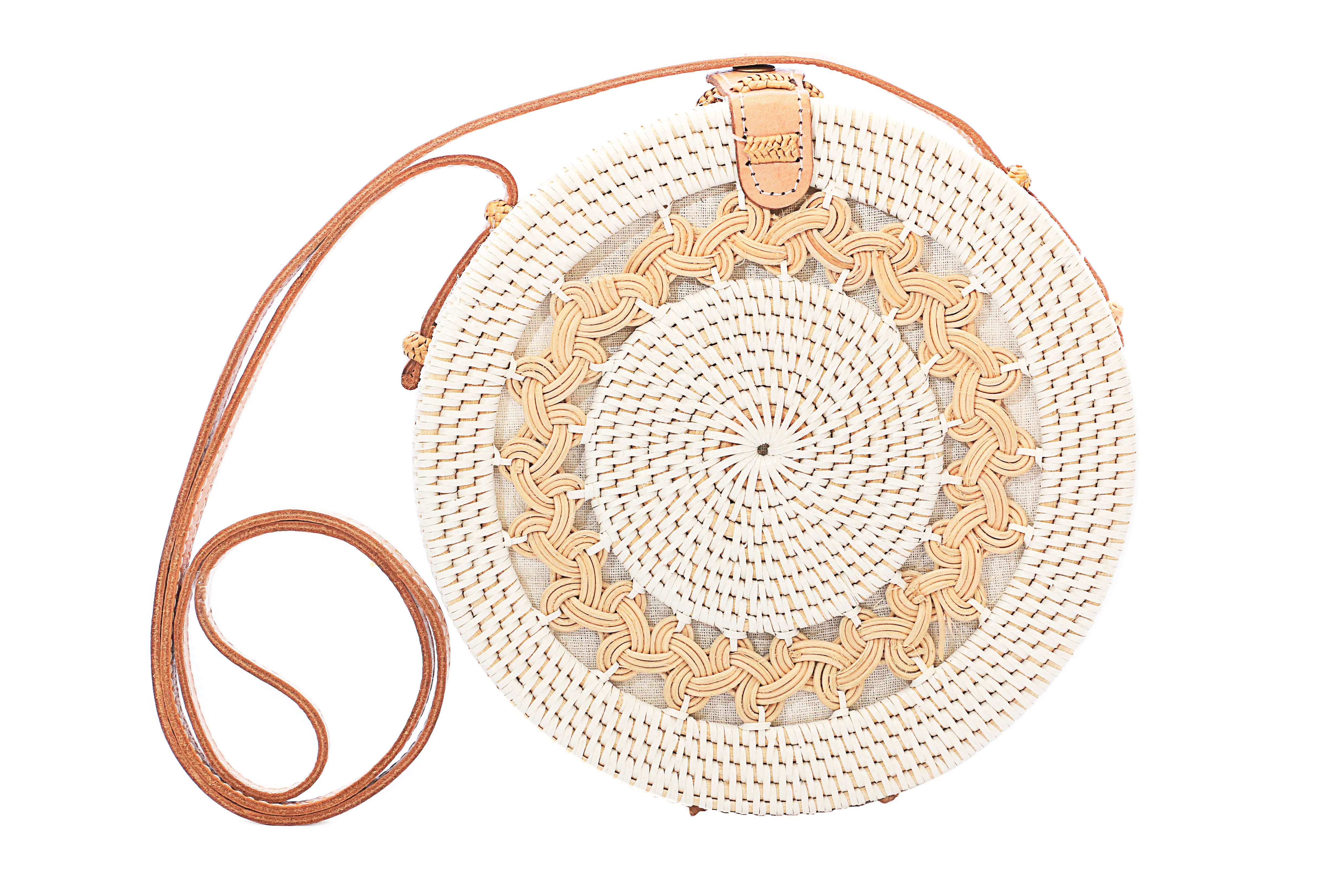 Classic Round Rattan Crossbody Bag