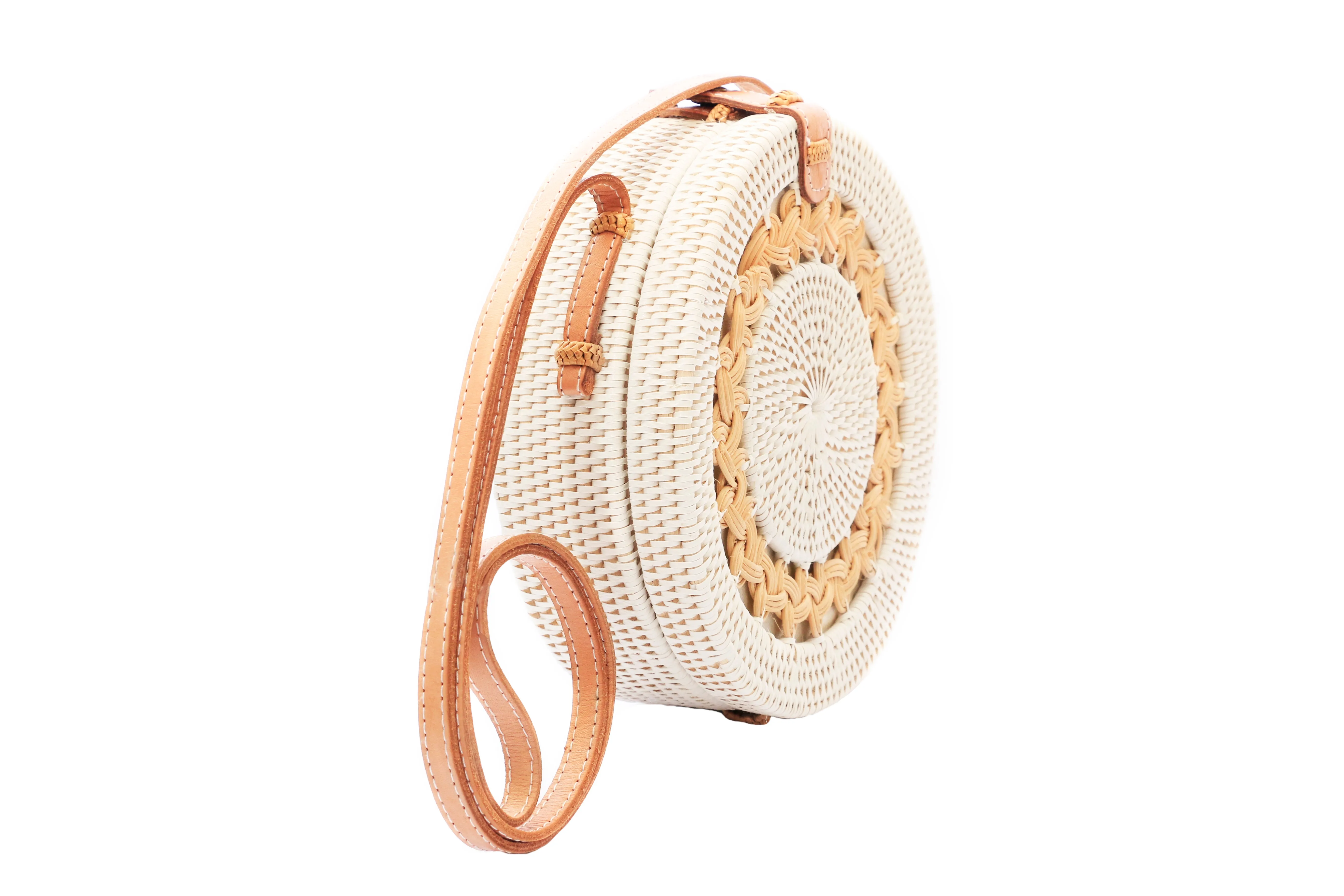 Classic Round Rattan Crossbody Bag