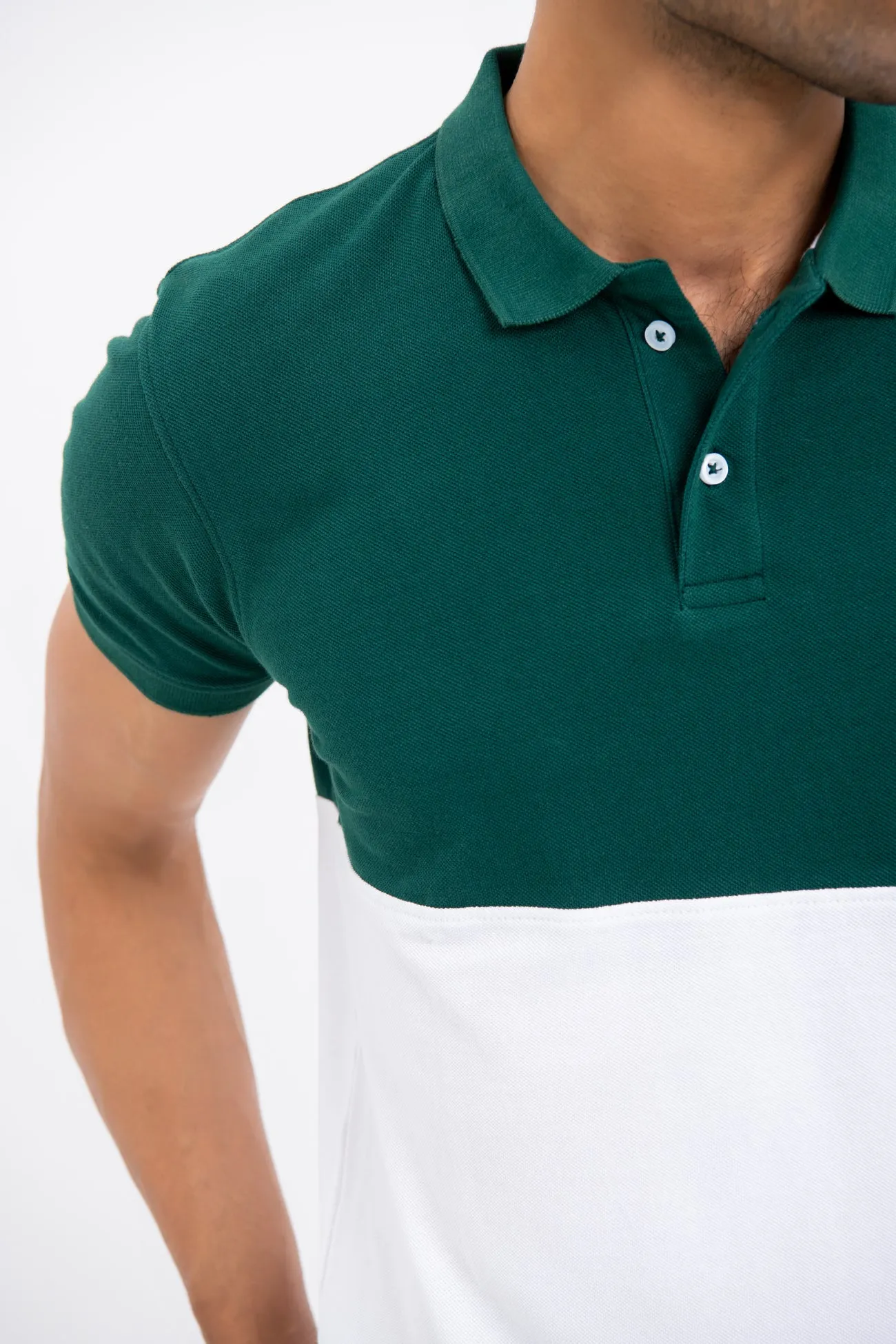 COLOR BLOCK COTTON POLO SHIRT