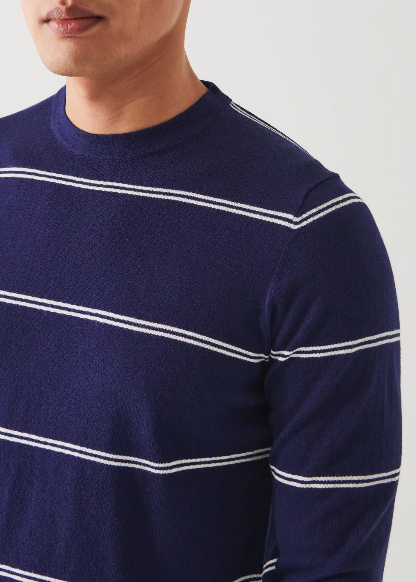 COTTON BLEND STRIPED CREWNECK SWEATER