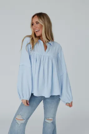 Cotton Clouds Babydoll Top - Blue