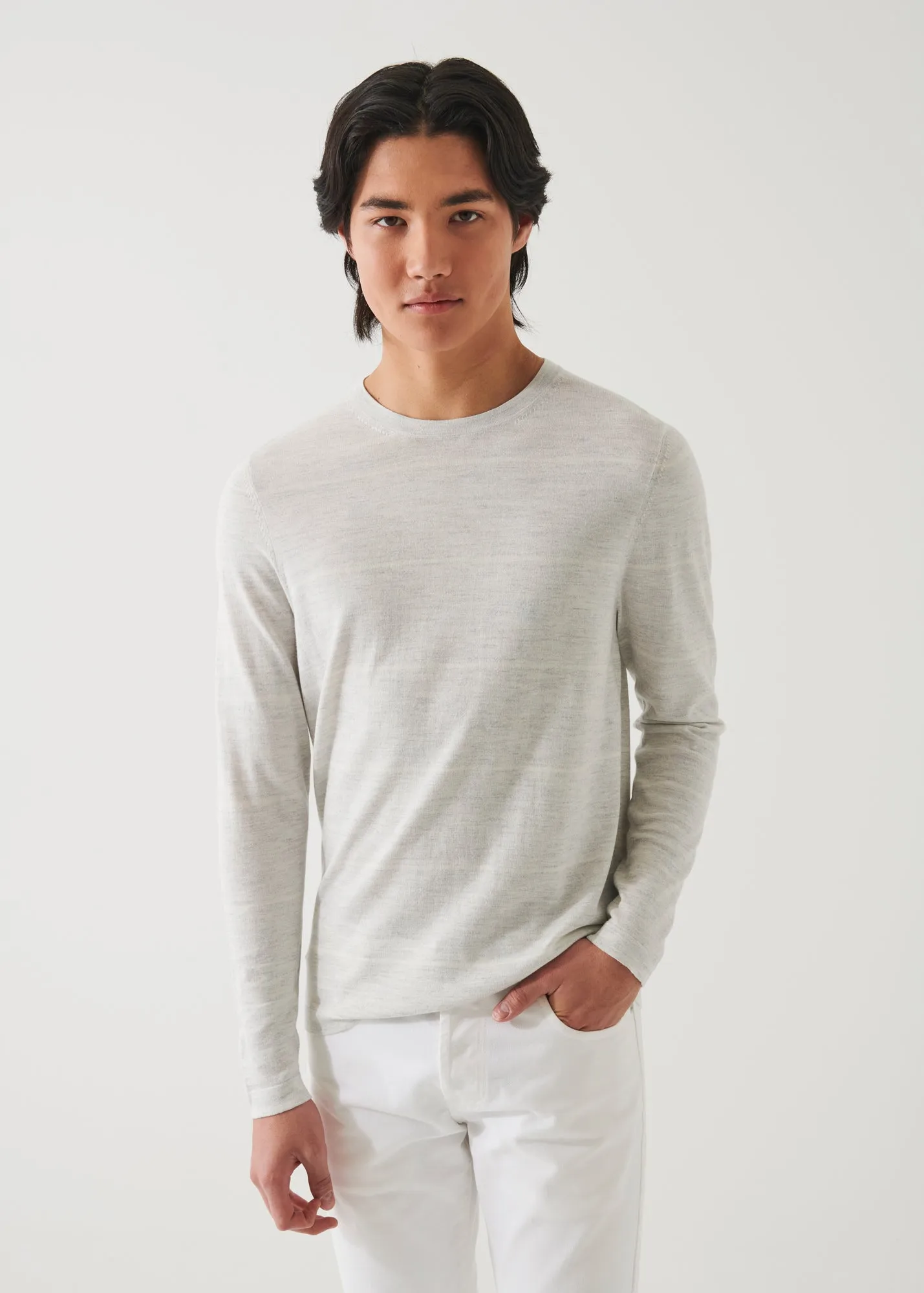 COTTON CUPRO STRIPED CREWNECK