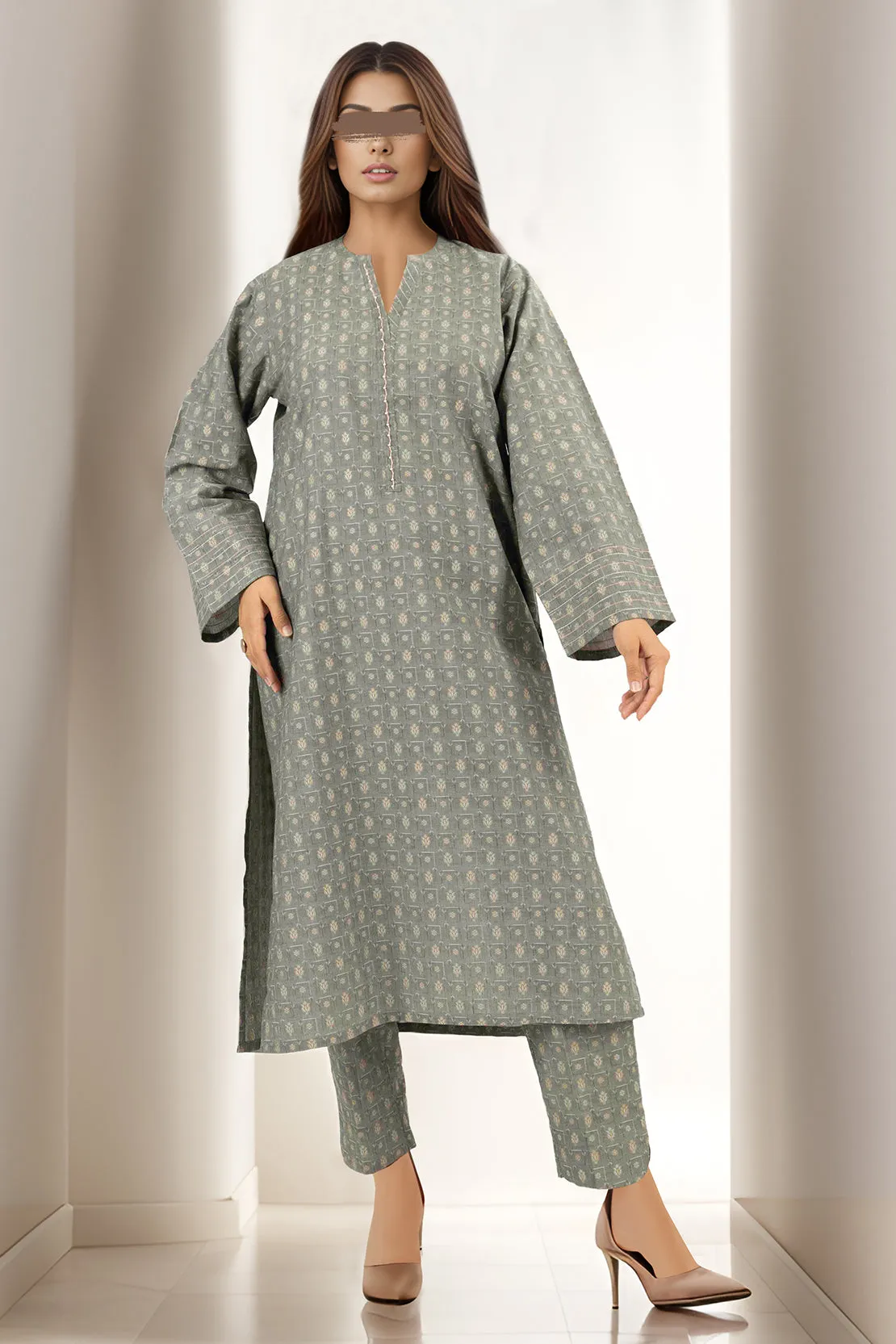 Cotton Jacquard Stitched 2 Piece (Shirt/Trouser)