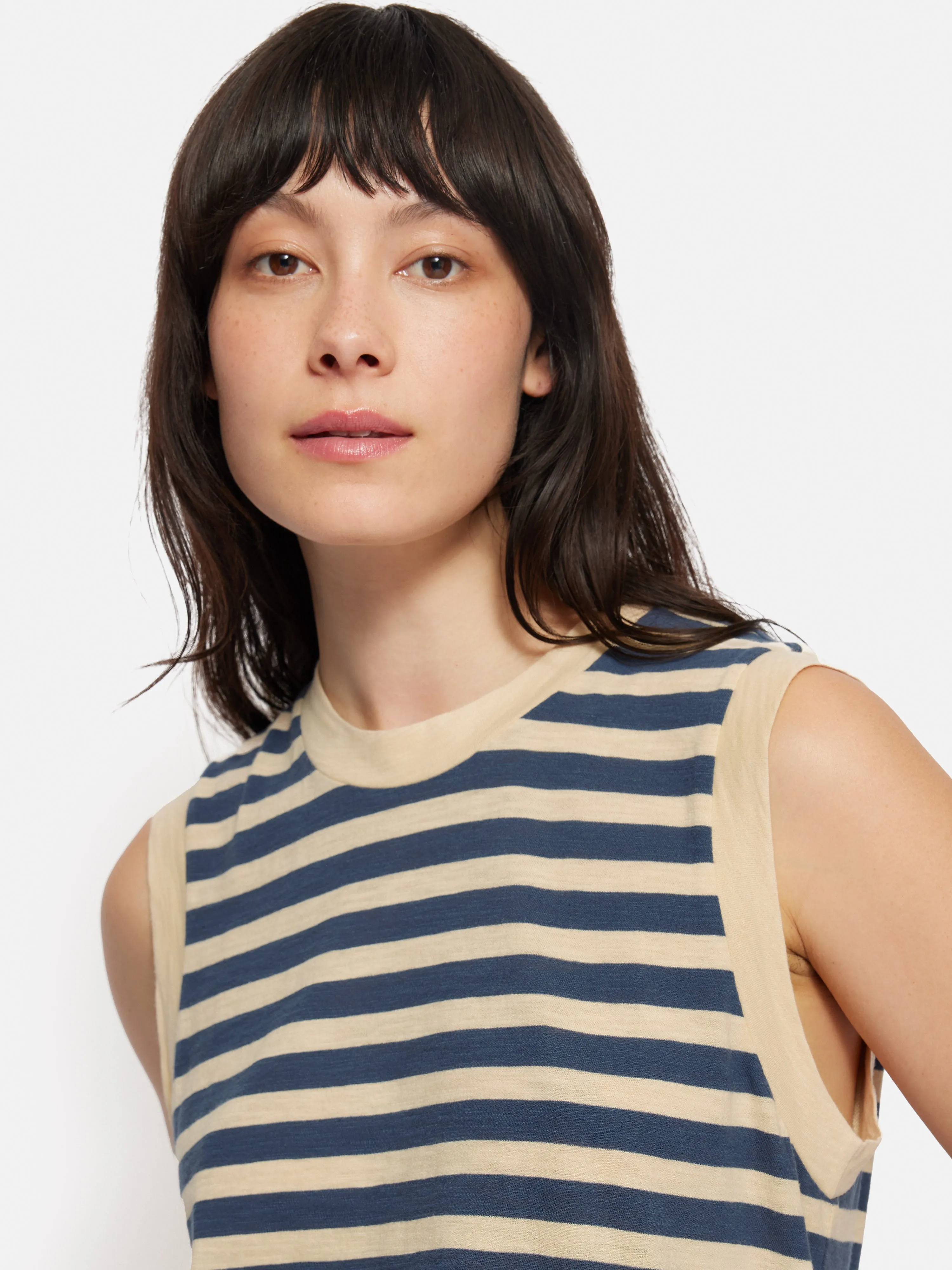 Cotton Slub Stripe Tank | Blue