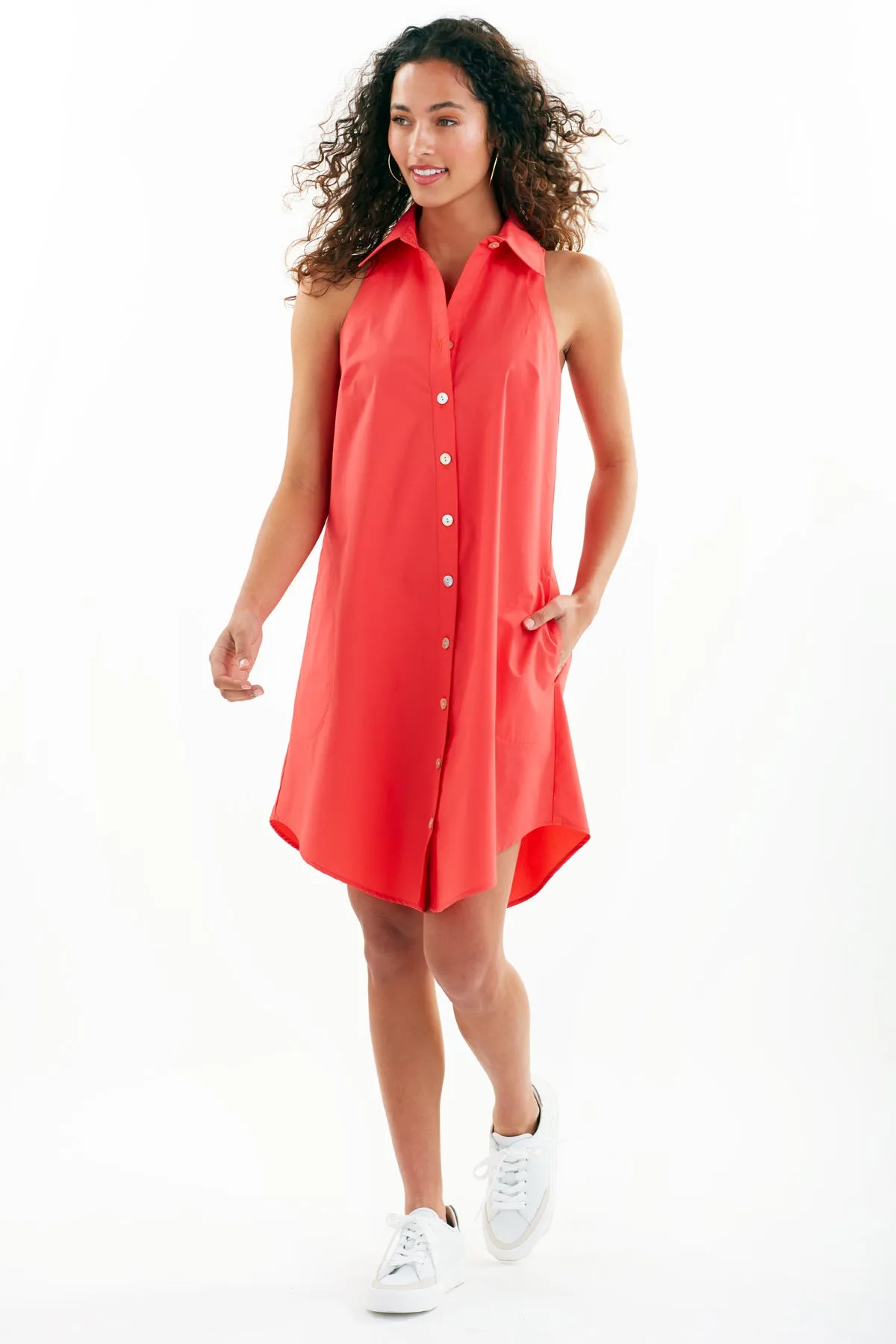 Cotton Swing Dress Fireball Orange