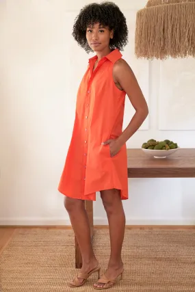 Cotton Swing Dress Fireball Orange