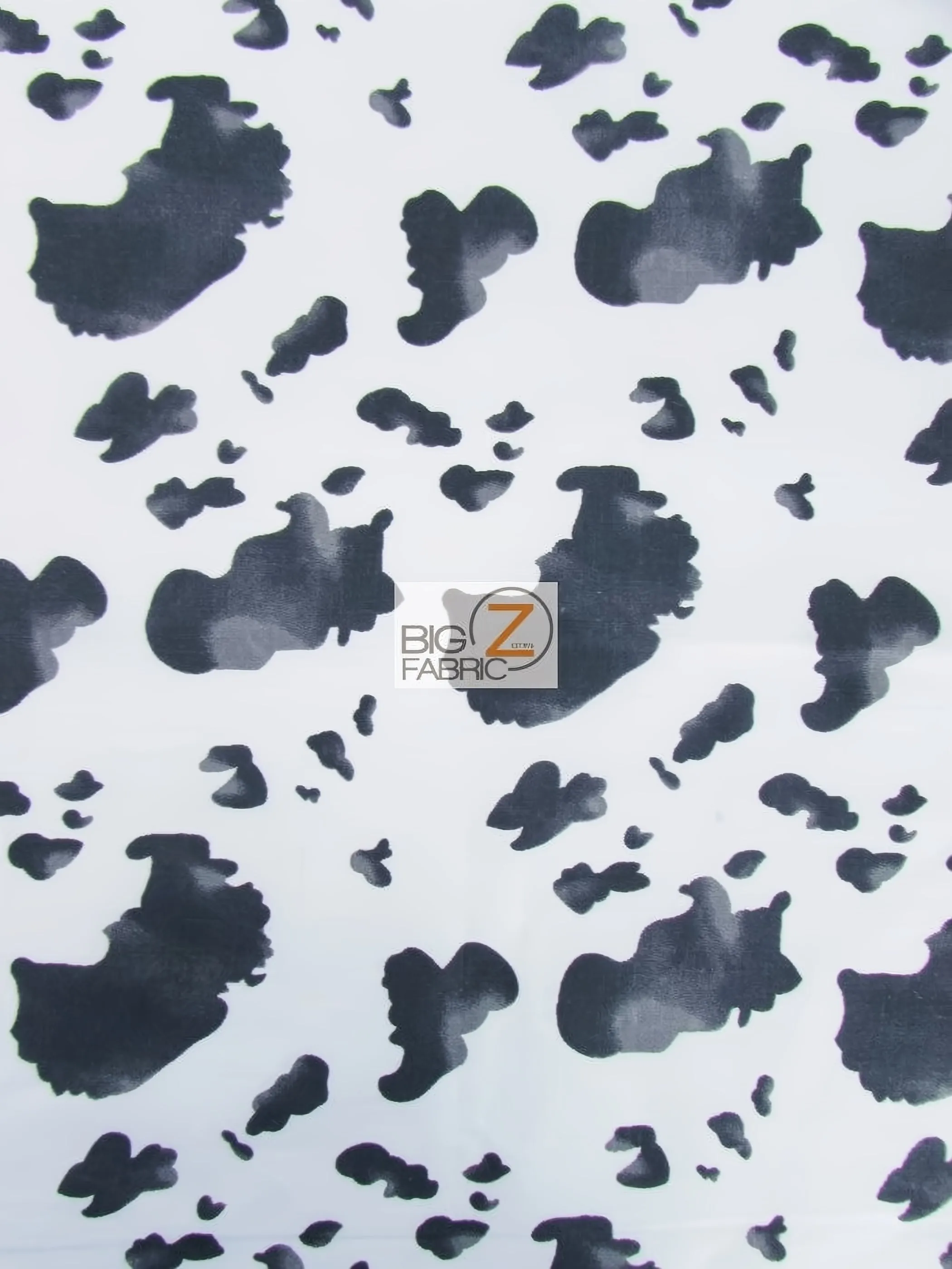 Cow Print Poly Cotton Fabric / Black / 50 Yard Bolt