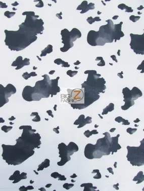 Cow Print Poly Cotton Fabric / Black / 50 Yard Bolt