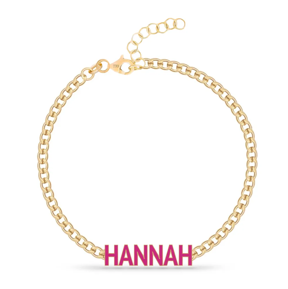 Custom Enamel Cuban Link Name Bracelet